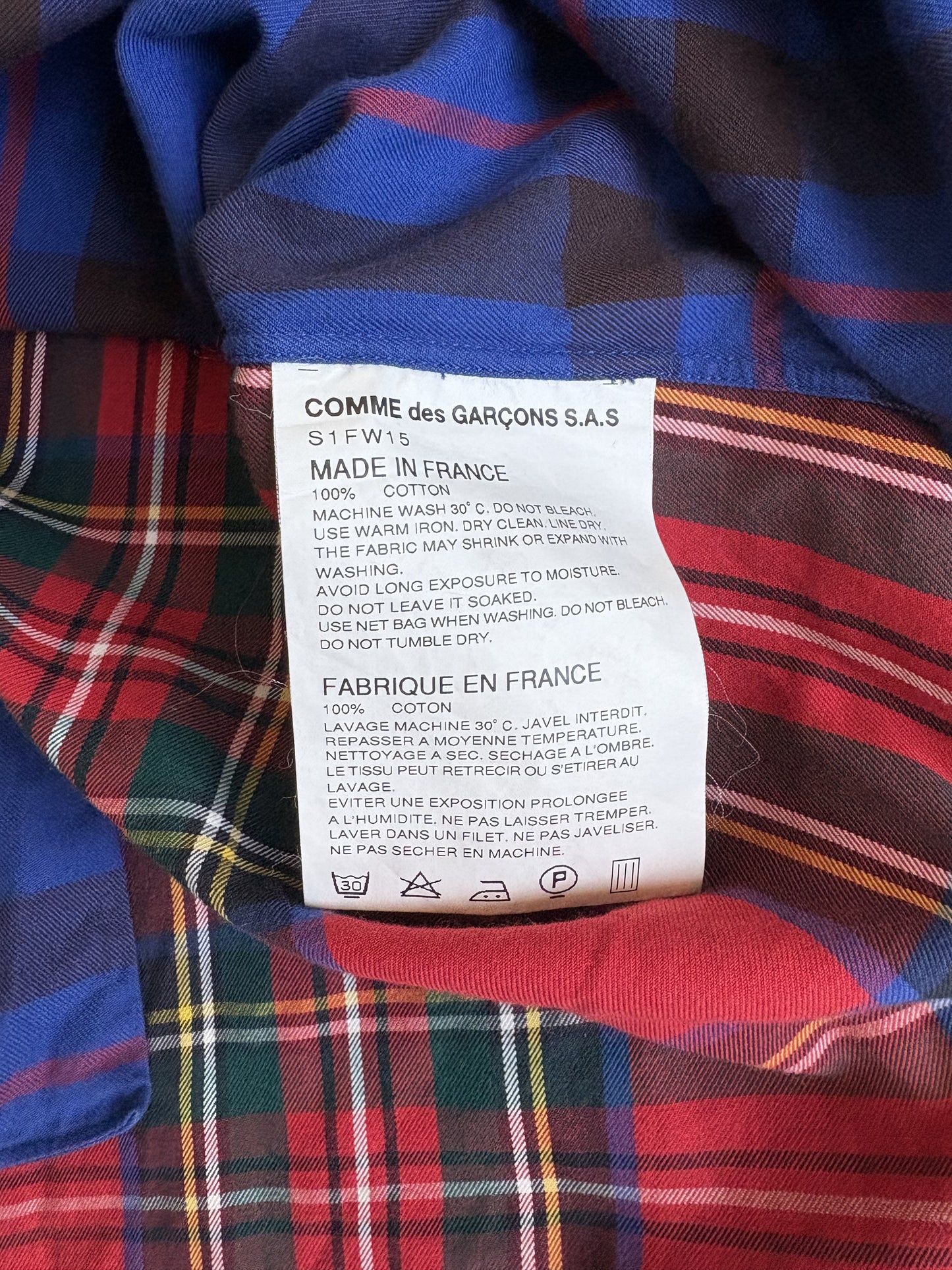 Supreme Comme Des Garcons SHIRT Button Down Flannel Shirt (FW15)